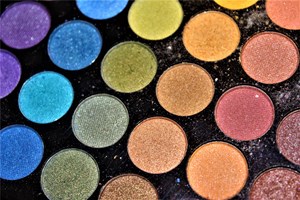 Colorful eyeshadows in shallow pans
